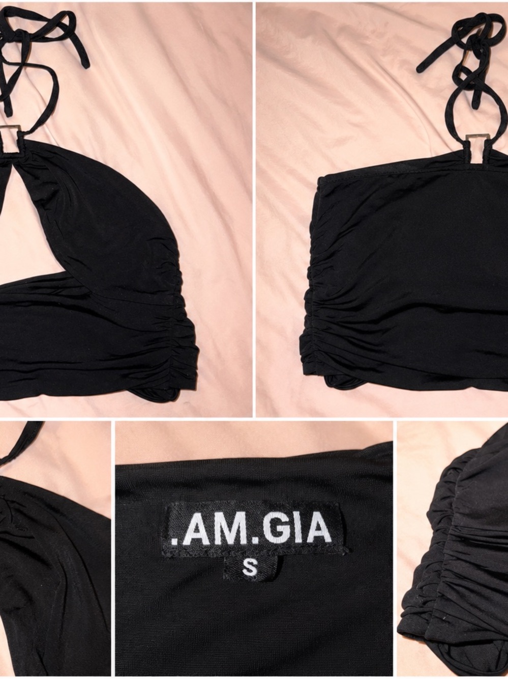 I.AM.GIA Black Halter Cutout Top Size Small